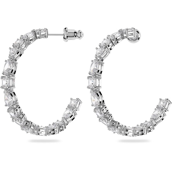 Deluxe Crystal Tennis Mixed Cut Hoop Earrings - Picture 4 of 4